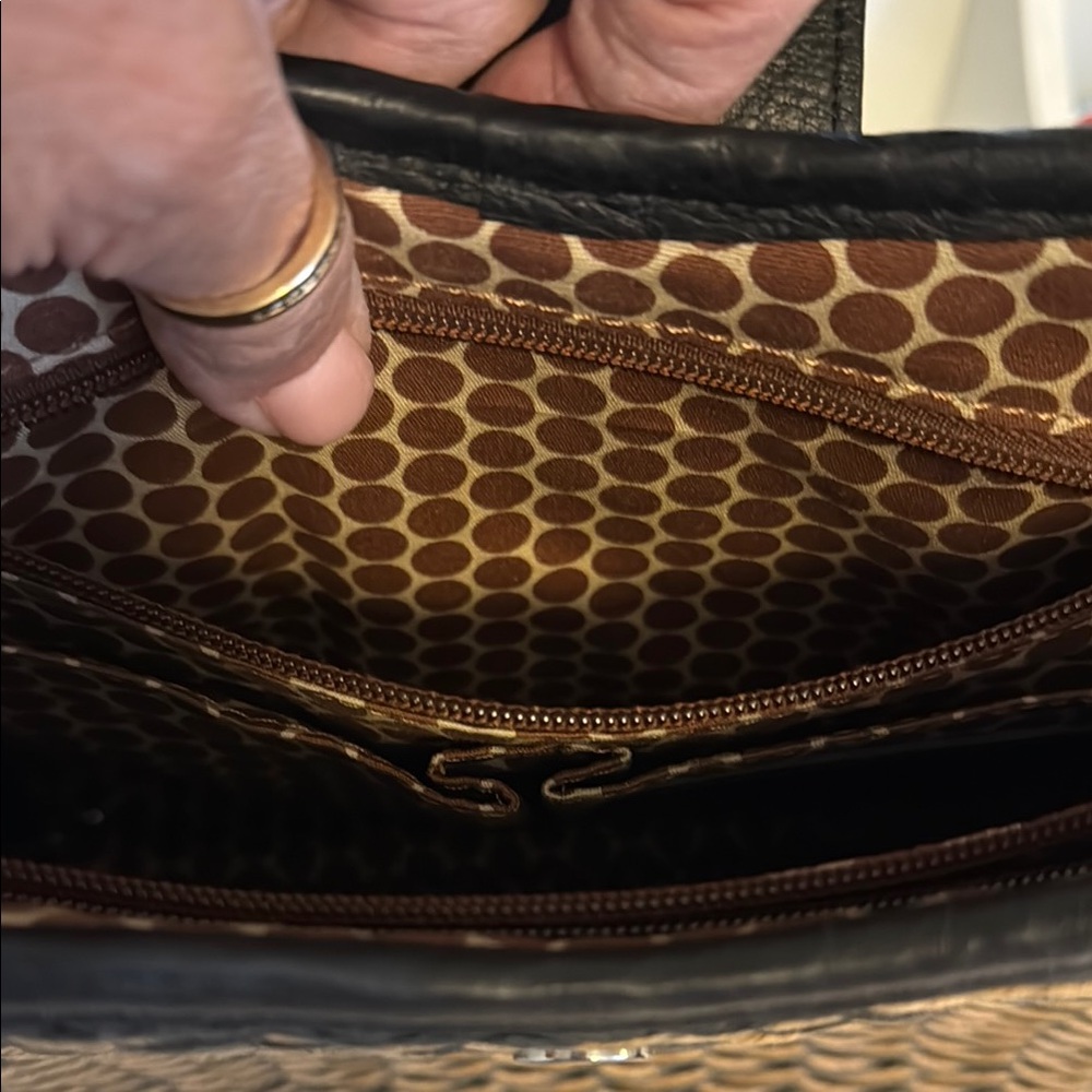 Brighton Black and Tan Shoulder Bag with Chain Straps - Picture 4 of 10